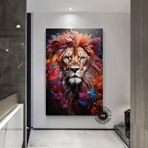Renkli Aslan Çok Renkli Poster; Soyut Aslan Sanatı; Modern Duvar Dekoru 30x40 cm