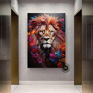 Renkli Aslan Çok Renkli Poster; Soyut Aslan Sanatı; Modern Duvar Dekoru 30x40 cm