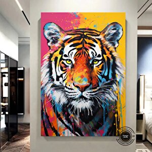Soyut Graffiti Aslan Tablosu; Modern Hayvan Sokak Sanatı; Renkli Kanvas Poster Baskısı; Duvar Sanatı