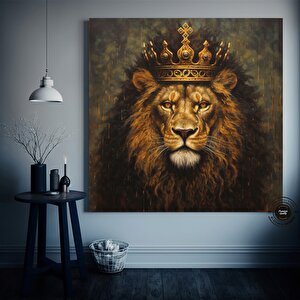 Kral Aslan Kanvas Tablo | Soyut Aslan Baskısı | Renkli Aslan Tablo