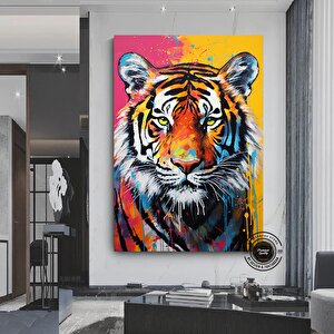 Soyut Graffiti Aslan Tablosu; Modern Hayvan Sokak Sanatı; Renkli Kanvas Poster Baskısı; Duvar Sanatı 70x150 cm