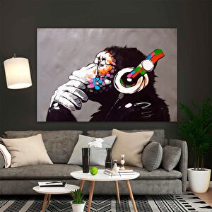 Soyut Grafiti Maymun, Komik Goril Duvar Sanatı Görseli, Hayvan Duvar Sanatı 100x200 cm