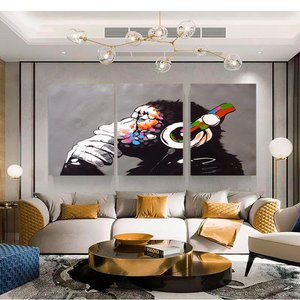 Soyut Grafiti Maymun, Komik Goril Duvar Sanatı Görseli, Hayvan Duvar Sanatı 100x200 cm