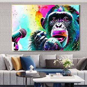 Soyut Graffiti Maymun – Komik Gorilla Duvar Sanatı; Renkli Şempanze Kanvas Dekor