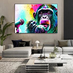 Soyut Graffiti Maymun – Komik Gorilla Duvar Sanatı; Renkli Şempanze Kanvas Dekor