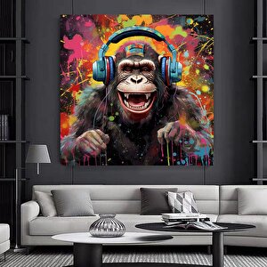 Soyut Graffiti Maymun – Renkli Şempanze Tablosu (tekrar) 120x120 cm
