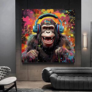 Soyut Graffiti Maymun – Renkli Şempanze Tablosu (tekrar) 120x120 cm