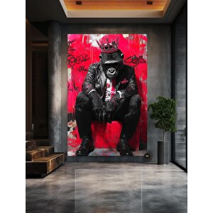 Kral Maymun Grafiti Kanvas; Pop Art Maymun Tablosu