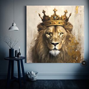 Kral Aslan Kanvas Tablo | Soyut Aslan Baskısı | Renkli Aslan Tablo