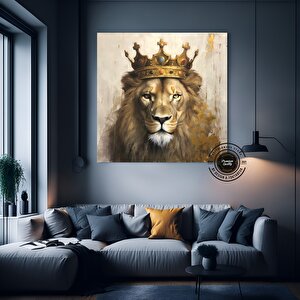 Kral Aslan Kanvas Tablo | Soyut Aslan Baskısı | Renkli Aslan Tablo