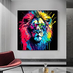 Aslan Kanvas Baskı, Grafiti Sanatı Aslan, Kanvas Aslan Dekoru, Renkli Aslan Kanvası
