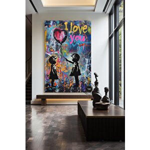 Banksy Balonlu Kız Pop Art Kanvası, Graffiti Tarzı Duvar Dekoru