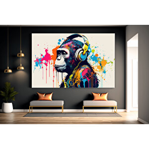Soyut Graffiti Maymun; Komik Gorilla Duvar Sanatı; Renkli Şempanze Kanvas Décor