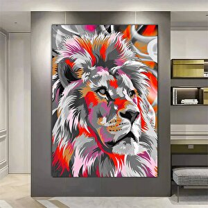 Renkli Aslan Tablosu; Aslan Portresi; Aslan Duvar Sanatı; Aslan Posteri