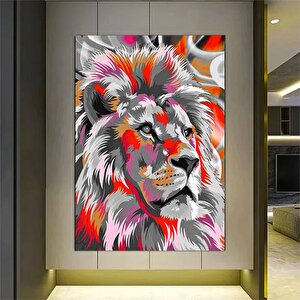 Renkli Aslan Tablosu; Aslan Portresi; Aslan Duvar Sanatı; Aslan Posteri 70x100 cm
