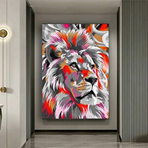 Renkli Aslan Tablosu; Aslan Portresi; Aslan Duvar Sanatı; Aslan Posteri 70x100 cm