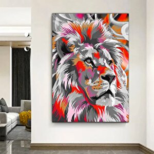Renkli Aslan Tablosu; Aslan Portresi; Aslan Duvar Sanatı; Aslan Posteri 90x150 cm