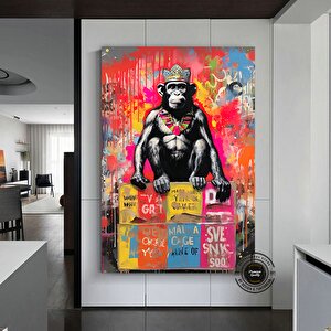 Graffiti Kanvas Sanatı Baskısı; Büyük Pop Art Duvar Sanatı; Maymun Kanvası; Grafiti Baskı; Pop Art T