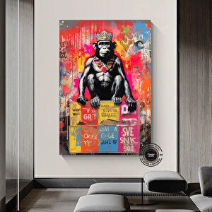 Graffiti Kanvas Sanatı Baskısı; Büyük Pop Art Duvar Sanatı; Maymun Kanvası; Grafiti Baskı; Pop Art T 80x160 cm