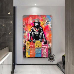 Graffiti Kanvas Sanatı Baskısı; Büyük Pop Art Duvar Sanatı; Maymun Kanvası; Grafiti Baskı; Pop Art T 80x160 cm