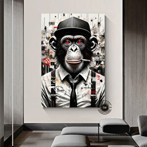 Graffiti Maymun Kanvas Tablosu; Pop Art Baskı 80x160 cm