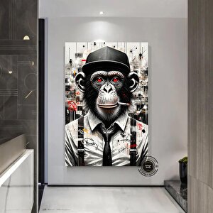 Graffiti Maymun Kanvas Tablosu; Pop Art Baskı 80x160 cm