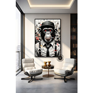 Graffiti Maymun Kanvas Tablosu; Pop Art Baskı 120x150 cm