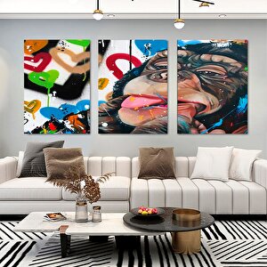 Soyut Graffiti Maymun; Komik Gorilla Duvar Sanatı 70x150 cm