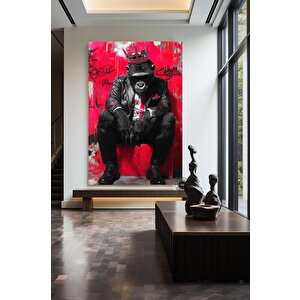 Kral Maymun Grafiti Kanvas; Pop Art Maymun Tablosu