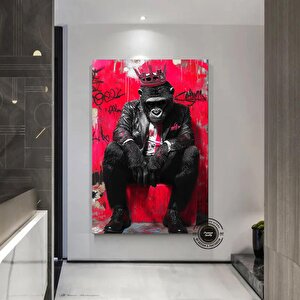 Kral Maymun Grafiti Kanvas; Pop Art Maymun Tablosu