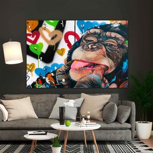 Soyut Graffiti Maymun; Komik Gorilla Duvar Sanatı 70x100 cm
