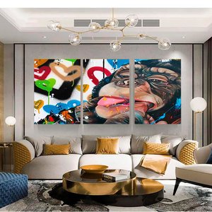 Soyut Graffiti Maymun; Komik Gorilla Duvar Sanatı 70x100 cm