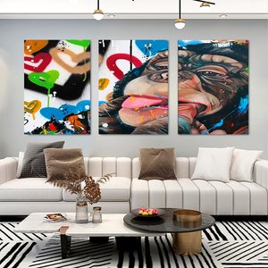 Soyut Graffiti Maymun; Komik Gorilla Duvar Sanatı 70x100 cm