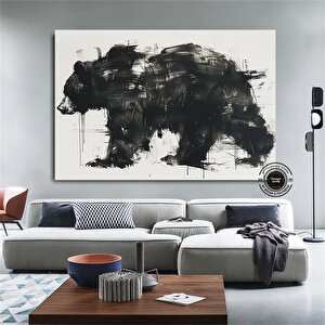 Büyük Soyut Kara Ayı Kanvas Duvar Sanatı; Ayı Desenli Kanvas Baskı; Modern Hayvan Tablosu (salon/yat