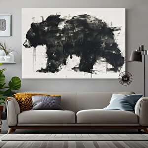 Büyük Soyut Kara Ayı Kanvas Duvar Sanatı; Ayı Desenli Kanvas Baskı; Modern Hayvan Tablosu (salon/yat