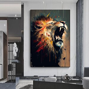 Soyut Graffiti Aslan Tablosu, Renkli Sokak Hayvan Sanatı, Modern Ev Dekoru 30x40 cm