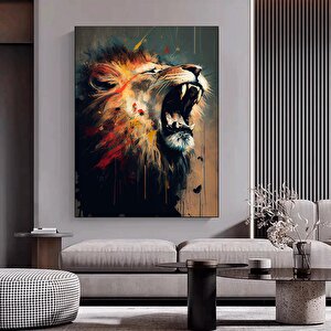Soyut Graffiti Aslan Tablosu, Renkli Sokak Hayvan Sanatı, Modern Ev Dekoru 30x40 cm