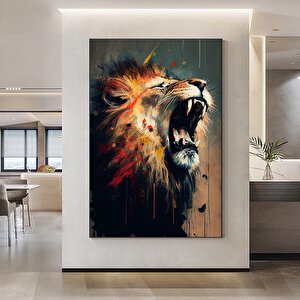 Soyut Graffiti Aslan Tablosu, Renkli Sokak Hayvan Sanatı, Modern Ev Dekoru 100x150 cm