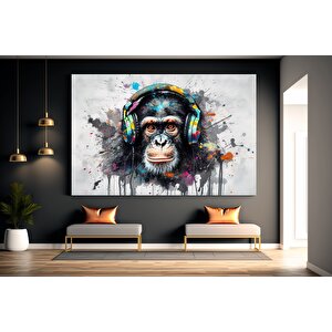 Soyut Grafiti Maymun, Komik Goril Duvar Sanatı Görseli, Hayvan Duvar Sanatı 90x180 cm