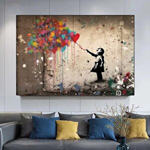 Balon Kız Pop Art Kanvas Baskısı, Banksy Sanatı, Balon Kız Grafiti, Sokak Grafiti Duvar Sanatı 90x180 cm