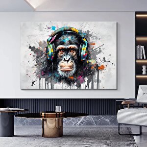 Soyut Grafiti Maymun, Komik Goril Duvar Sanatı Görseli, Hayvan Duvar Sanatı 120x180 cm