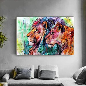 Renkli Aslan Kanvas; Aslan Tablosu; Aslan Duvar Sanatı; Aslan Posteri; Hayvan Duvar Sanatı; Hayvan P