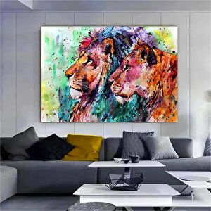 Renkli Aslan Kanvas; Aslan Tablosu; Aslan Duvar Sanatı; Aslan Posteri; Hayvan Duvar Sanatı; Hayvan P 40x60 cm