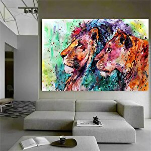 Renkli Aslan Kanvas; Aslan Tablosu; Aslan Duvar Sanatı; Aslan Posteri; Hayvan Duvar Sanatı; Hayvan P