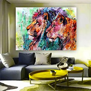 Renkli Aslan Kanvas; Aslan Tablosu; Aslan Duvar Sanatı; Aslan Posteri; Hayvan Duvar Sanatı; Hayvan P 80x120 cm