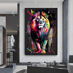 Soyut Grafiti Aslan Tablosu, Modern Hayvan Sokak Sanatı, Renkli Kanvas Poster Baskısı 20x30 cm