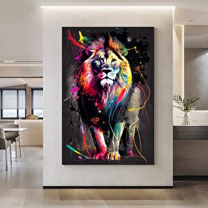 Soyut Grafiti Aslan Tablosu, Modern Hayvan Sokak Sanatı, Renkli Kanvas Poster Baskısı