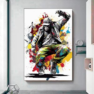 Renkli Maymun Baskısı; Soyut Sanat; Graffiti Kanvas; Soyut Yüz Posteri