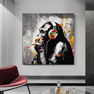 Soyut Graffiti Maymun, Komik Goril Duvar Sanatı, Renkli Şempanze Kanvas Dekoru