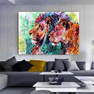 Renkli Aslan Kanvas; Aslan Tablosu; Aslan Duvar Sanatı; Aslan Posteri; Hayvan Duvar Sanatı; Hayvan P 70x150 cm